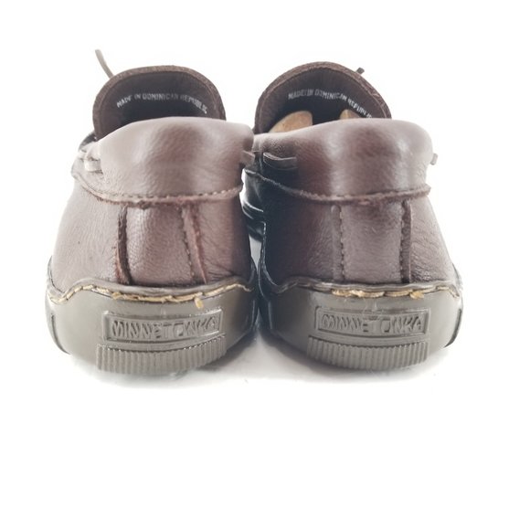 Minnetonka 892W Mens Moose Hide Classic Slip On Moccasins Chocolate Sz 11.5 Wide - Picture 3 of 11